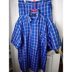 Barcode Men's 2XL SS Shirt Shorts Outfit l Glen Checked Blue/Red/White Button Up